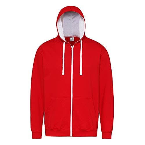 Image of AWDis Just Hoods JH053 Unisex Varsity Zoodie - Fire Red/Arctic White - 2XL