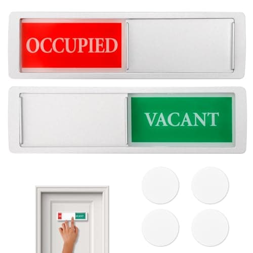Image of WRENYZK Privacy Sign, Vacant Occupied Sign, Sliding Door Sign for Home Bathroom Office Restroom Conference Hotel Hospital, Self-Adhesive Fixing, 7 x 2 Inch- Silver