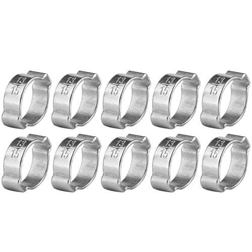 Image of 10 PCS Double Ear Hose Clamps, 11-13mm Zinc Plated Stainless Steel O Clips Crimp Rings Two Ear Hose Clips Fuel Air Water Hose Tube Pipe Clamps Hose Fasteners Clips(13-15Mm)