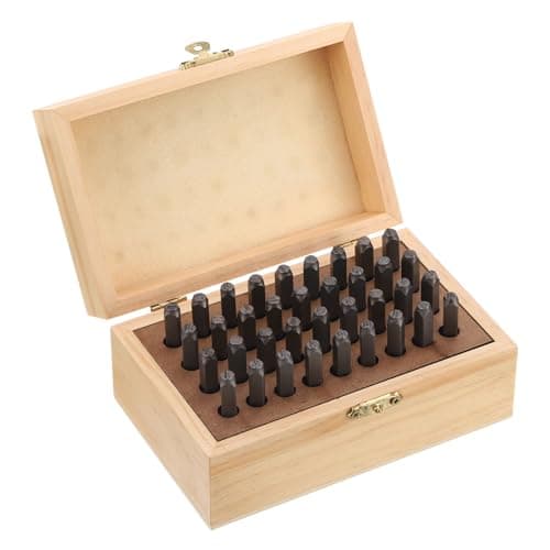 Image of PATIKIL Metal Letter and Number Stamp Set, 4mm 5/32" Stamps Punch Set 26 Alphabet 10 Numbers Metal Leather Stamping Tool for Belt Bag Hat Craft