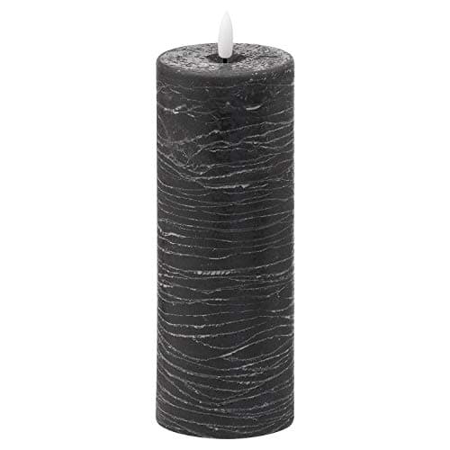 Image of Hill 1975 Luxe Collection Natural Glow 3x8 Grey LED Candle, Plastic,Wax, Mixed, 7.5 x 7.5 x 20 cm