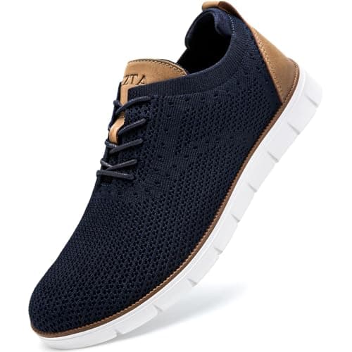 Image of LEZTA Men's Casual Dress Sneakers Business Lightweight Oxfords Arch Support Walking Shoes(Dark Blue A Size 9.5)