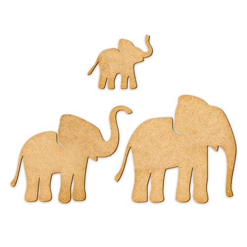 Image of Elephant MDF Craft Blanks Family Set | Safari Animal Shapes for DIY Crafts, Painting, Scrapbooking & Nursery Decor Projects