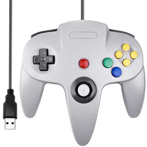 Image of miadore Classic N64 USB Controller,Plu g& Play,N64 Wired Remote Game Joystick Controller for Windows PC,MAC,Linux,Raspberry Pi(Grey)