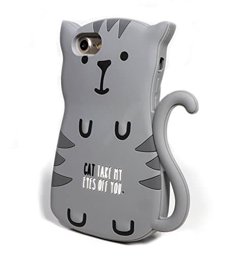 Image of Bubblegum Cases, 3D CAT TAKE MY EYES OFF YOU, iPhone 6 case, iPhone 6s Case, Grey Silicone Gel Funny Toy iPhone Cute Cat Case