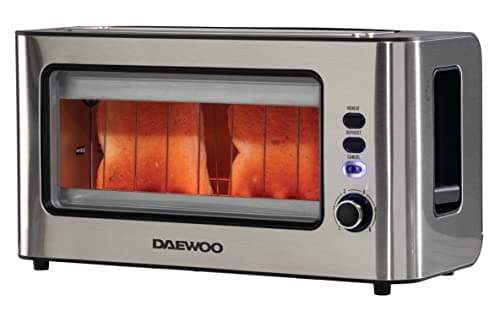 Image of Daewoo 2 Slice Glass Toaster, Clear Viewing Window, Wide Slot for Larger Bread Types, 6 Browning Levels, Defrost & Reheat Functions, Removable Glass Panel for Easy Clean, Cool Touch Design
