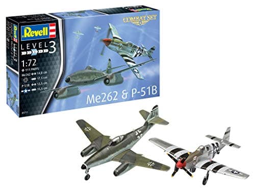 Image of Revell 03711 Combat Set Messerschmitt Me262 & P-51B Mustang 1:72 Scale - Unbuilt/Unpainted Plastic Model Kit