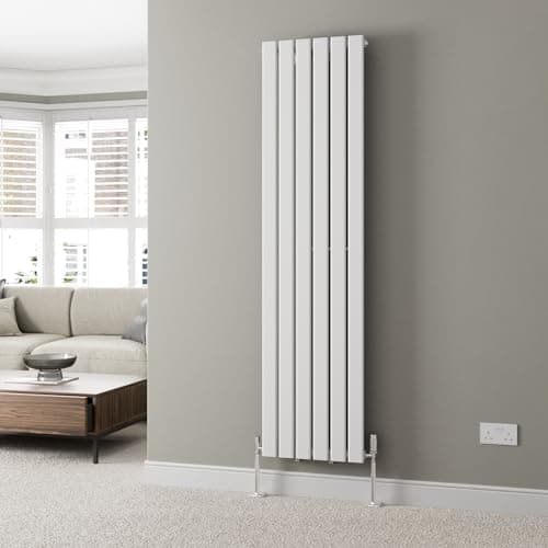 Image of DuraTherm® 1800 x 452mm White Vertical Designer Radiator Single Column Flat Panel Modern Central Heating Panels Bathroom Radiators
