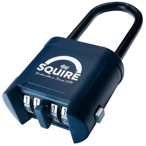 Image of Squire Mystic Combi BF60/2.5 Extra Long Shackle Heavy Duty Combination Padlock – 4 Wheel Code Lock for Gates, Chains, Containers & Outdoor Use – Keyless Security