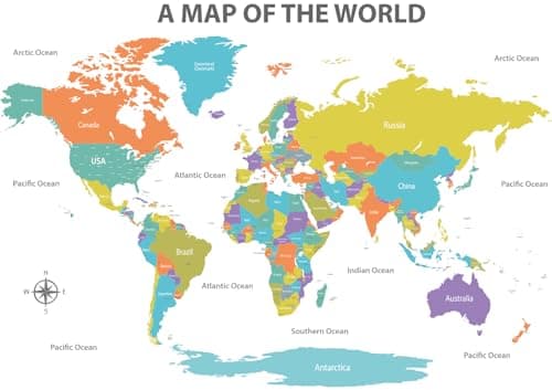 Image of DECOWALL DL3-2302 Colourful World Map Wall Stickers (X-Large 152 x 105cm) Educational Wallpaper Decals for Kids DIY Living Room Bedroom Art Home Décor Office Nursery Removable (X-Large)