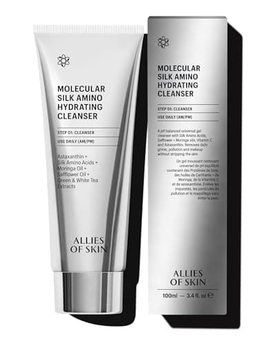Image of Allies of Skin Molecular Silk Amino Hydrating Cleanser: Hyaluronic Acid, Ceramides, Safflower & Moringa Oils. Nourishes, Conditions & Repairs 3.4 oz / 100 ml