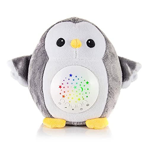 Image of Meero London Penguin AKT13P White Noise Machine,Night Light Projector, Plush Toy Baby Sleep Soother with Night Stars Projector with 15 Musical Lullabies-Gift Pack-Unisex