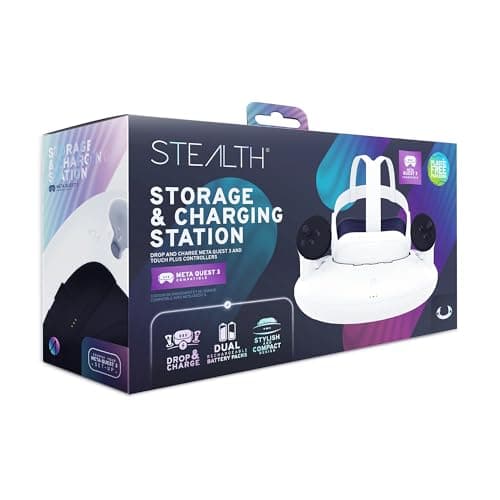 Image of STEALTH Storage & Charging Station Compatible with Meta Quest 3, with Dual Drop & Charge Rechargeable Battery Packs for Stylish and Compact Storage