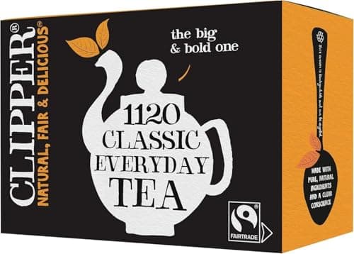 Image of Clipper Tea Everyday Fairtrade Black Tea Bags Set of 1120 | Bulk Catering Pack of 1120 Teabags | Unbleached, Plant Based & Biodegradable | Perfect for Office, Parties, Afternoon Tea, & Food Service
