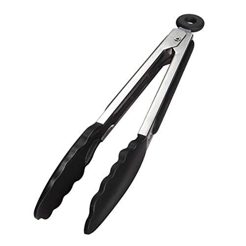 Image of iNeibo Kitchen Tongs for Cooking | 9inch Food Tongs Durable-Thick Stainless Steel Kitchen Silicone tip | Silicone Non Stick Tongs for air Fryer | Salad Tongs Pasta