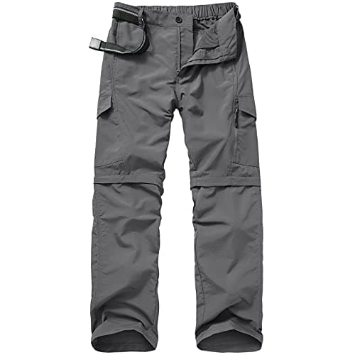 Image of Jessie Kidden Hiking Walking Trousers Men,Quick Dry Convertible Lightweight Breathable Waterproof Outdoor Fishing Work Zip Off Cargo Pants #6088 Grey-36