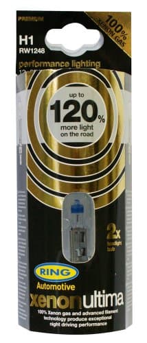 Image of Ring RW1248 Xenon Gas Ultima H1 12v Car 120% Brighter Upgrade Headlight Headlamp Bulbs - Pair