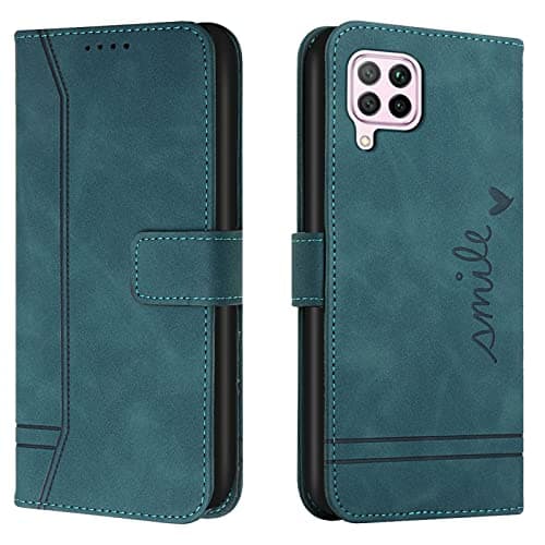 Image of Lihondar Compatible with Huawei P40 Lite 4G/Nova 6 SE/Nova 7i Case, PU Leather Folio Wallet Protective Flip Cover with Card Holder Magnetic Closure Kickstand [TPU Shockproof] Phone Case Cover (Green)