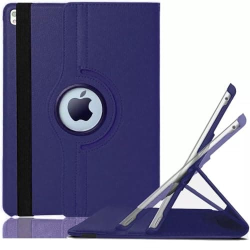 Image of World Biz 360 Rotation Case for iPad Pro 12.9" (2015-2017) (1st / 2nd Generation) Shockproof PU Leather Book Style Flip Folio 360° Rotating Protection Cover With Folding Stand Function (Navy)