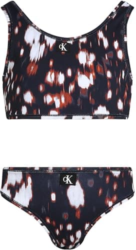 Image of Calvin Klein Girls’ Lined Triangle Bikini Set, Multicolor (Glitched Floral AOP), 14-16 Years