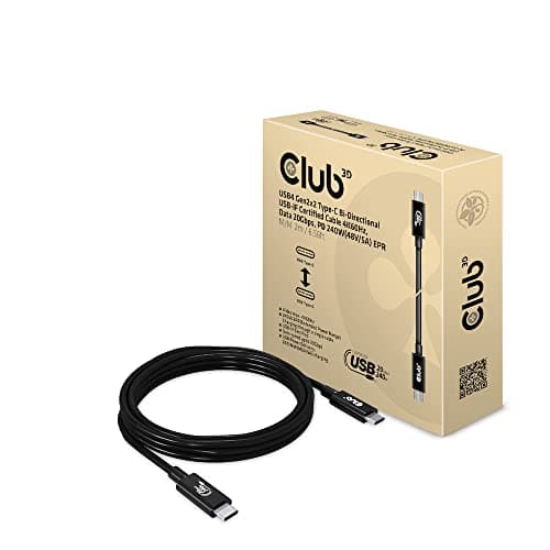Image of Club 3D USB4 Gen2x2 Type-C Bi-Directional USB-IF Certified Cable 4K60Hz, Data 20Gbps, PD 240W EPR M/M 2m