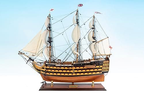 Image of Seacraft Gallery Handcrafted Wooden Model Ship HMS Victory 29.5" Painted-Assembled Model Ships - British Navy Royal History - Model Navy Ships -Model HMS Victory- Victory Model Ship