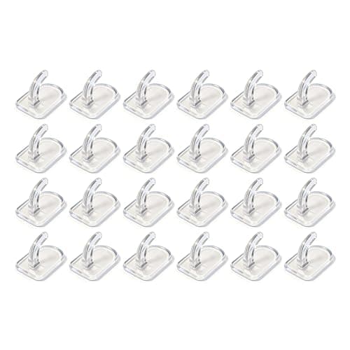 Image of 30 Pcs Sticky Hooks for Hanging, Clear Self Adhesive Plastic Hooks, Removable & No Damage Strong Wall Hooks for Kitchen, Bathroom, Door, Window - Transparent Mini Command Style Hooks