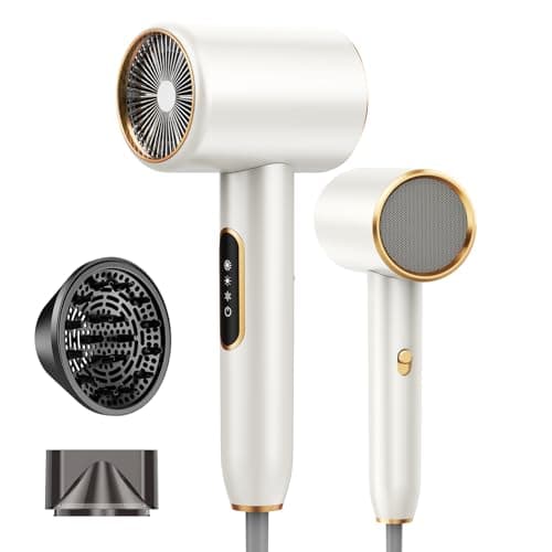 Image of Hair Dryer Professional Ionic Diffuser Hairdryer & Accessories, 2 Speed 3 Heat Setting Hairdryers for Women Men Hair Dryer with Diffuser for Curly Hair 2400W Light Blowdryer Travel Hairdryer