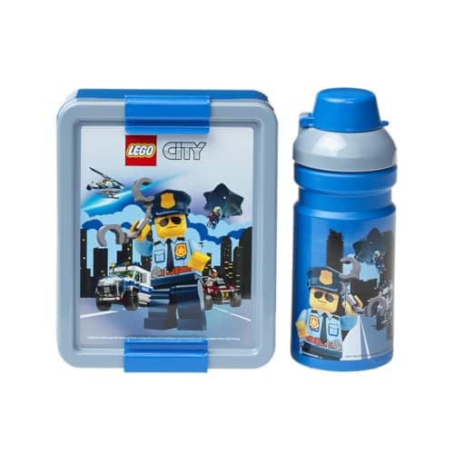 Image of LEGO CITY LUNCH SET - Fun & Functional 390ml Bottle & Lunch Box for Kids & Adults, Dishwasher Safe, Perfect for Meals on the Go, Grey & Blue