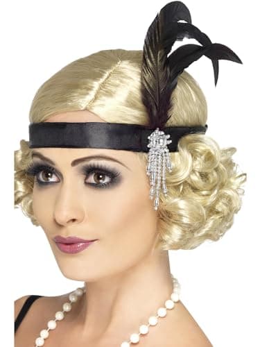 Image of Black Satin Charleston Headband Halloween