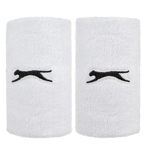 Image of Slazenger Unisex 2 Pack Tennis Double Wristbands White One Size
