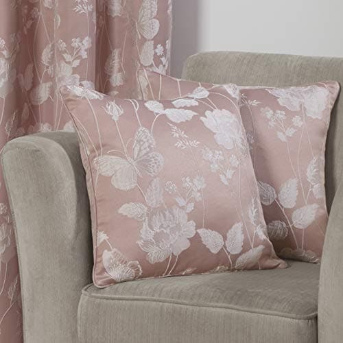 Image of Emma Barclay Butterfly Meadow - Jacquard Cushion Cover in Blush Pink - 17x17 (43x43cm)