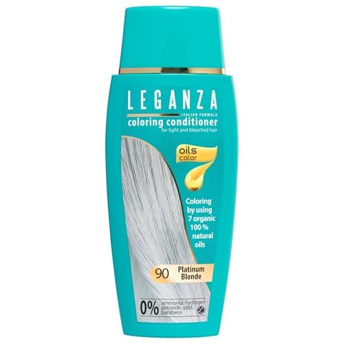 Image of Leganza Hair Coloring Conditioner Natural Balm Color Platinum Blonde Nº 90 | Enriched with 7 Natural Oils | Ammonia, PPD and Paraben Free | 150 ml