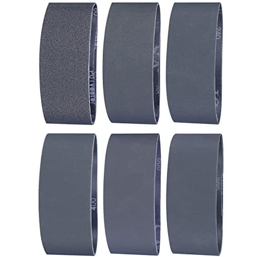 Image of Sruhrak Sanding Belt 100 X 915mm- 12 Pcs Silicon Carbide Sanding Belts 2 X 60/120/240/400/600/800 Assorted Grits High Performance Silicon Carbide Abrasives for Knife Sharpening and Metalworking