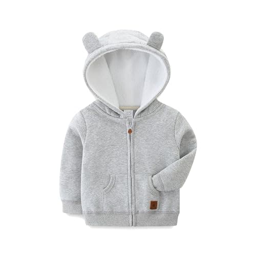 Image of KIDDLETOWN Baby Hooded Jacket with Ears Warm Coats Warm Outwear Unisex Toddlers Sweater Jacket, Coat Zipper, Baby Coats Outwear for Fall Spring Autumn