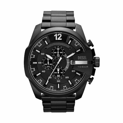 Image of Diesel Watch for Men Mega Chief, Chronograph Movement, 59 mm Black Stainless Steel Case with a Stainless Steel Strap, DZ4283