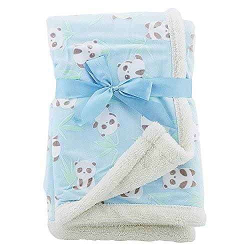 Image of "E&A" Luxury Soft Fleece Baby Blanket Jungle Design 75 x 100cm for Babies from Newborn (Baby Panda Blue)