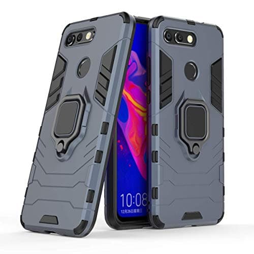 Image of MRSTER Honor View 20 Case, Heavy Duty Armor Dual Layer Shock Resistant Hybrid Protective Case Cover with Ring Holder Kickstand for Huawei Honor View 20. HB Blue