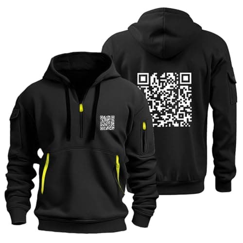 Image of QR Code Hoodie Men's Hoodies Mens Scan Code Casual Trend Explosion Coat Funny Hoodies for Men Funny Hooded Sweatshirt Y2K Pullover Black M