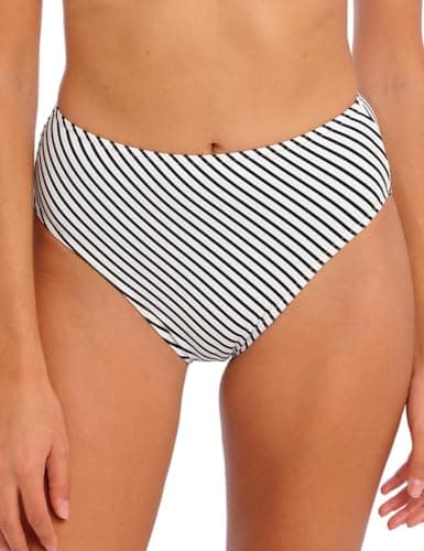 Image of Freya Womens Jewel Cove High-Waist Bikini Bottom, Stripe Black, S