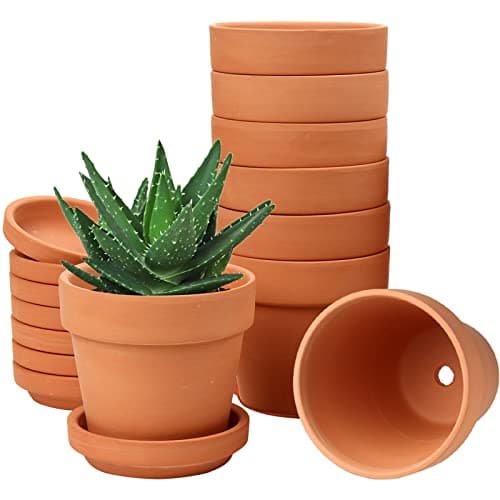Image of Hollyone 8 pcs 3.1"x3.0" Mini Terracotta Pots with Drainage Hole and Saucers, Clay Plant Pots Pottery Flower Pots Indoor Outdoor, Small Succulent Planters Set for House Home Garden Decor