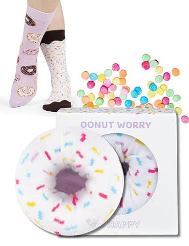 Image of soxo Donut Socks Women Funny Ladies Gift Ideas Long Womens Sock Women's Funky Gifts 2.5-6.5 White 1 Pair