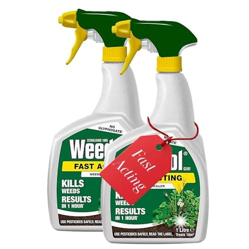 Image of Weedkiller Extra Strong Spray Bundle - Pack of 2 x 1L Ready to Use Weed Control Fast Acting Weed Killer with Topline Card. Suitable for Use on Flower Beds, Vegetable Patches as well as borders