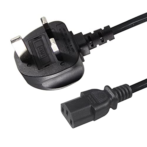 Image of KUNCAN UK mains power cord, 5FT 3 prong UK Plug BS 1363 to IEC C13 Kettle Lead PC power cord laptop charger cord, 250V 5A fused, 1.5m black