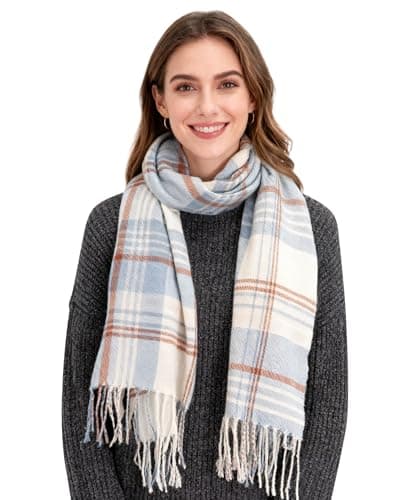Image of DiaryLook Plaid Warm Blanket Scarf for Winter, Long Ladies Scarves Check Soft, Wool Tartan Shawl Wraps for Women