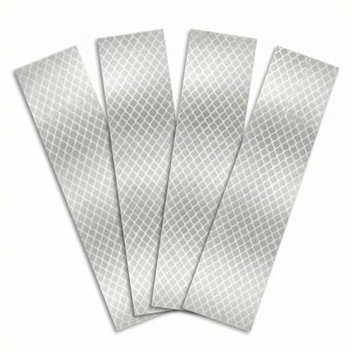 Image of QWORK® Pack of 4 High Intensity Reflective Stickers, 3 * 15cm (1.2"x5"), Waterproof Conspicuity Reflector, All-Weather High Intensity