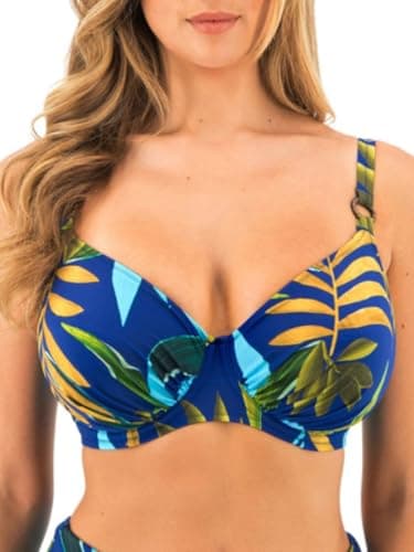Image of Fantasie Women's Pichola Underwire Gathered Full Cup Bikini Top, Tropical Blue, 38DD