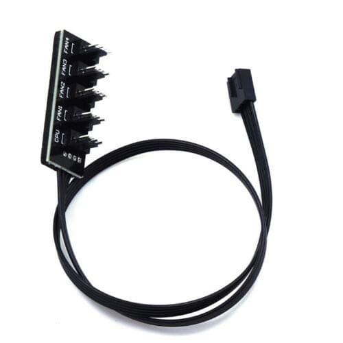 Image of Multibao PWM Fan Hub, PC CPU Cooling 4 PIN/3PIN Fan Power Cable Hub Splitter Adapter Sleeved PWM Case Fan Splitter for 12V Desktop Computer Cooler Case Fans 15 Inch 5 Way