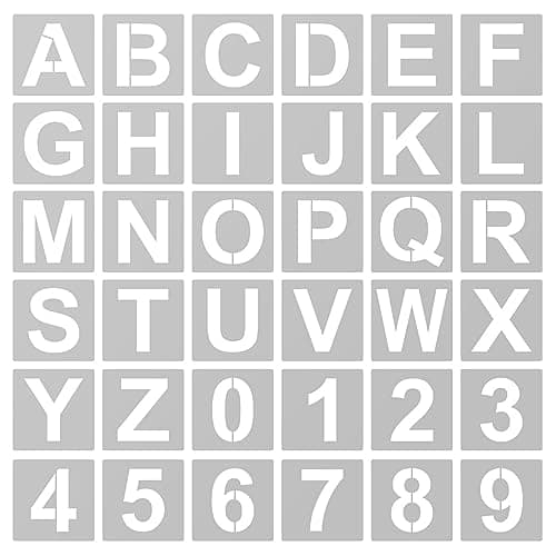 Image of Alphabet Stencils Letters 3 Inch, 36pcs Letter and Numbers Templates Calligraphy Stencil Reusable Alphabet Template for Walls Art Craft Spray Paint