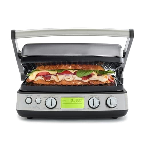 Image of GreenPan Elite 6-in-1 Multi-Function Contact Grill & Griddle,PFAS-Free Healthy Ceramic Non-Stick,Dishwasher Safe Grill Plates,Adjustable Temp,Compact,Closed Press/Open Flat Surface,Stainless Steel